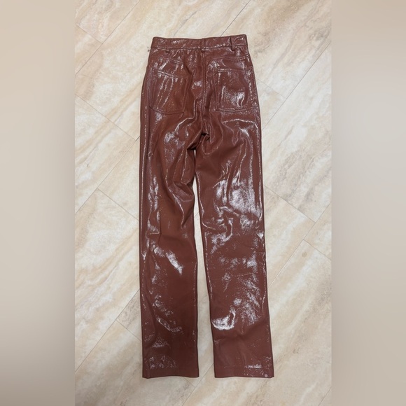 NWT MESHKI Shiny Chocolate Brown Pants (XS), 30โ - Picture 4 of 6